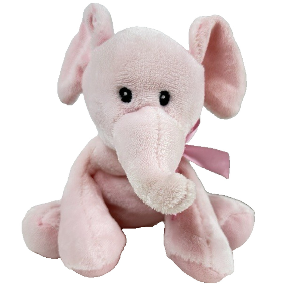 Fiesta Comfies Pink Elephant w/Pink Satin Ribbon 7.5" Plush Stuffed Animal Toy